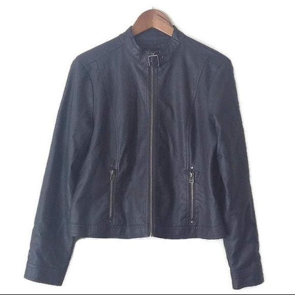 Baccini Jackets & Blazers - Baccini Gray Faux Leather Biker Jacket